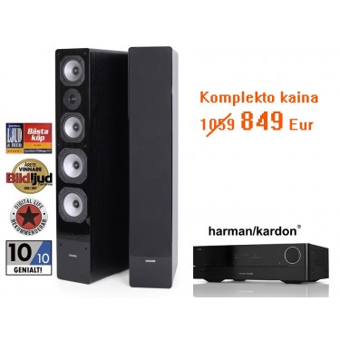 Harman Kardon HK 3770 stereo stiprintuvas 2.1 resyveris tinklinis grotuvas 2x180W ir kolonėlės (2 vnt.) Dynavoice Challenger M-65